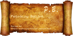 Petróczy Bálint névjegykártya