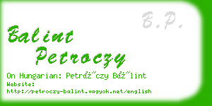 balint petroczy business card