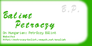 balint petroczy business card